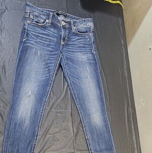 Express Women's Distressed Blue Skinny Jeans